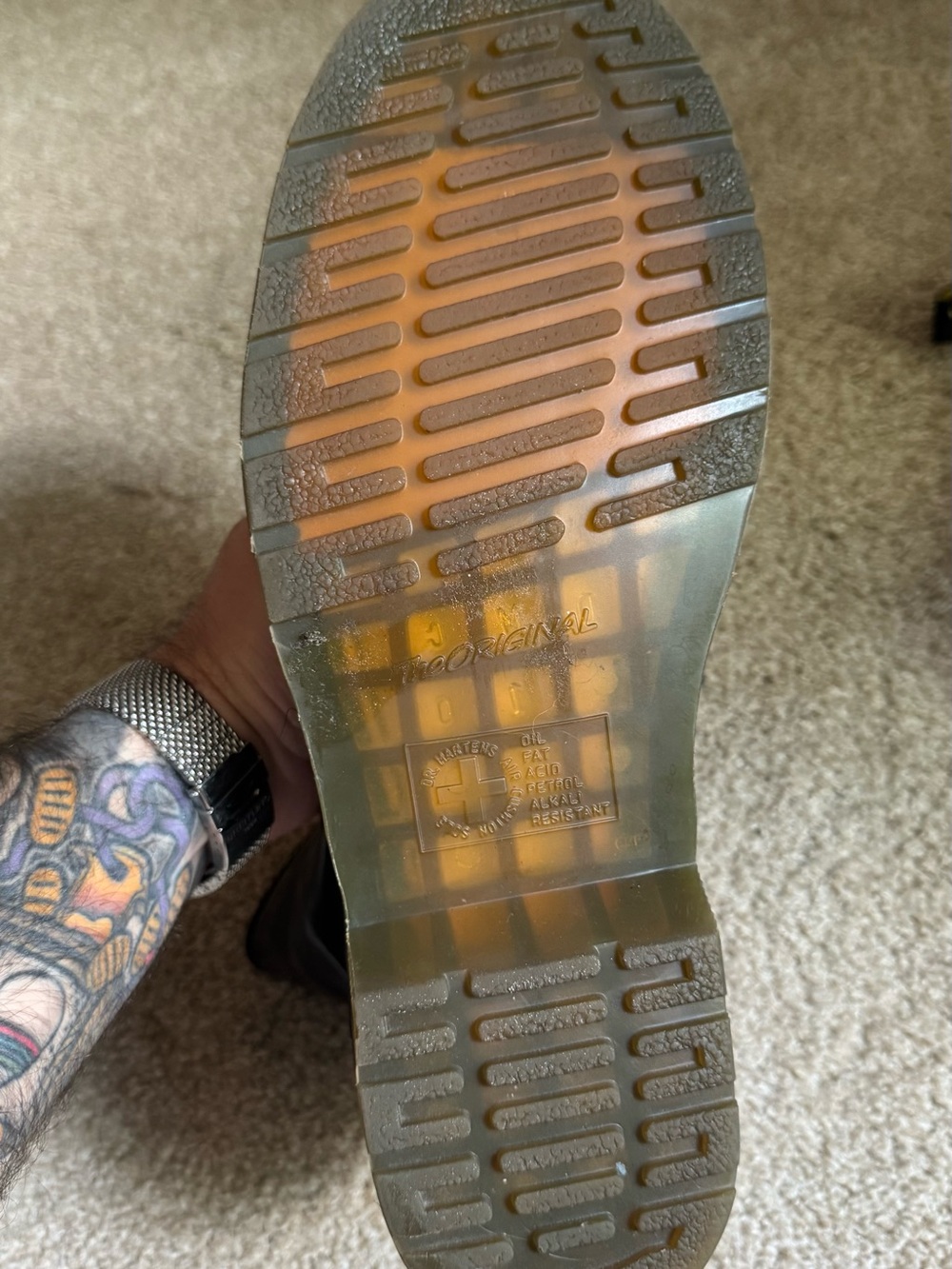 Black Leather Lace-Up Boots with Yellow Stitching - Picture 7 of 9